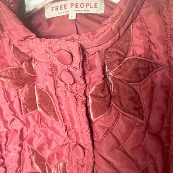 Free People Quinn Quilted Star Appliqué Jacket Cropped Boxy Oversized Rust Marsa - Picture 13 of 15